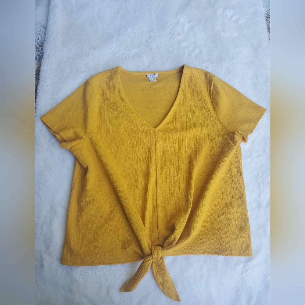 Yellow J. Crew V-Neck Tie-Front Women's Top Size Large